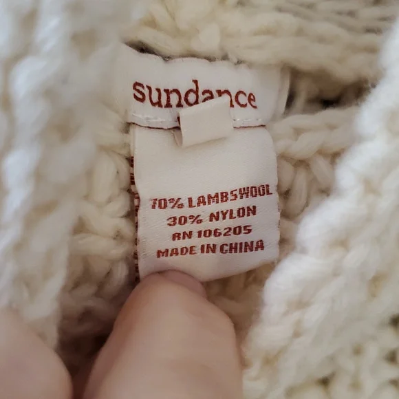 Sundance Lambs Wool Blend Short Sleeve Sweater In Cream Size M - Picture 8 of 10